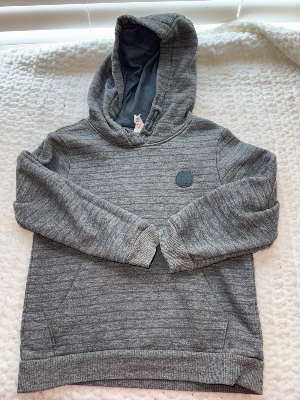 Kids Gray Hooded Sweatshirt - Soft Stripe Pullover